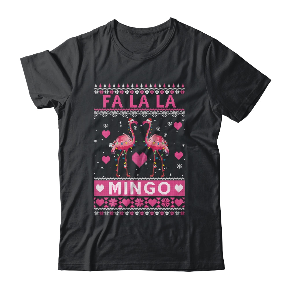 Fa La La La Mingo Flamingo Santa Pink Ugly Christmas Shirt & Sweatshirt | teecentury