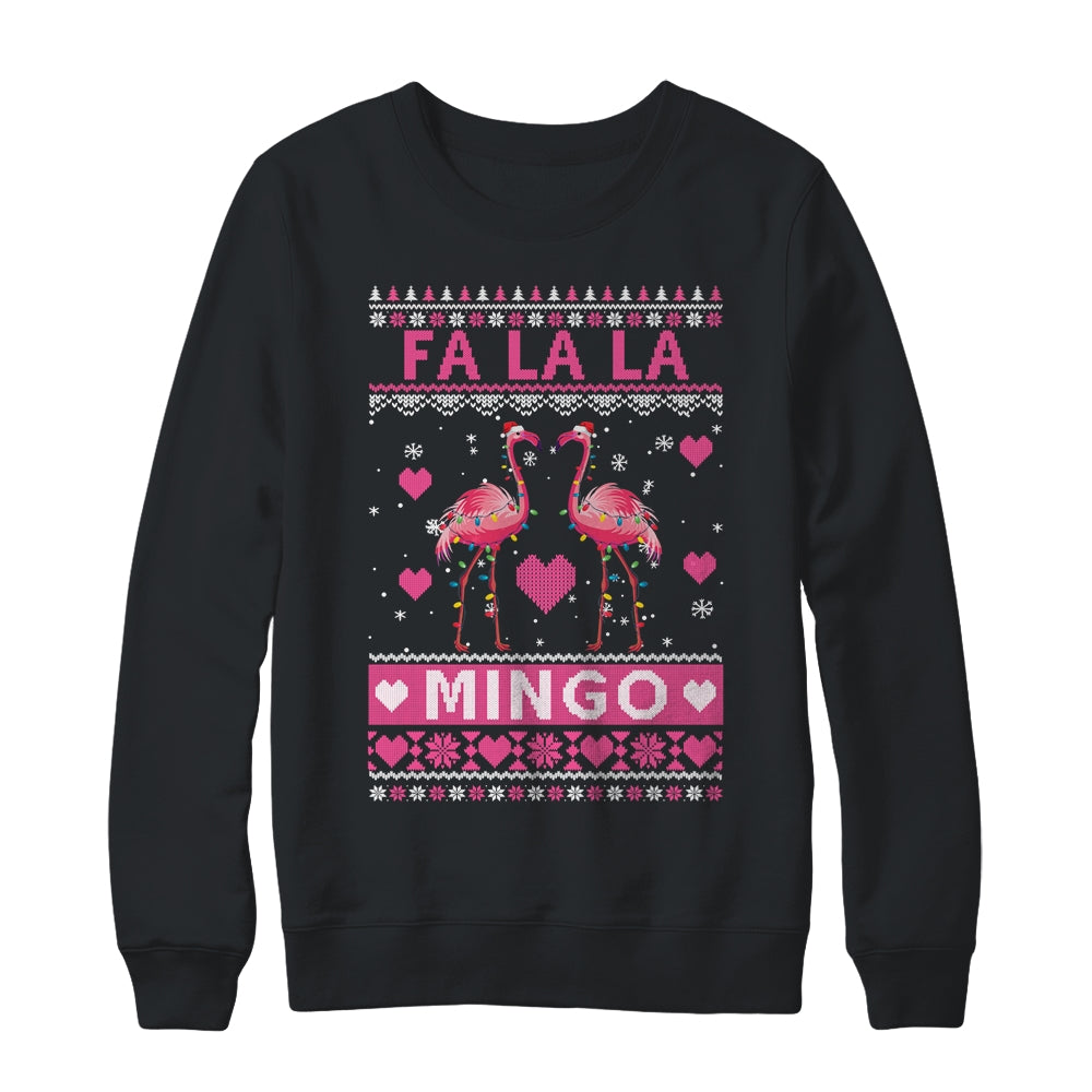 Fa La La La Mingo Flamingo Santa Pink Ugly Christmas Shirt & Sweatshirt | teecentury