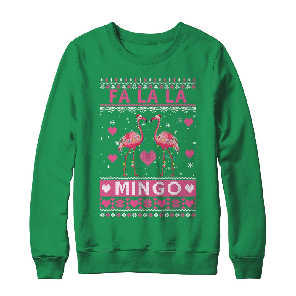 Fa La La La Mingo Flamingo Santa Pink Ugly Christmas Shirt & Sweatshirt | teecentury