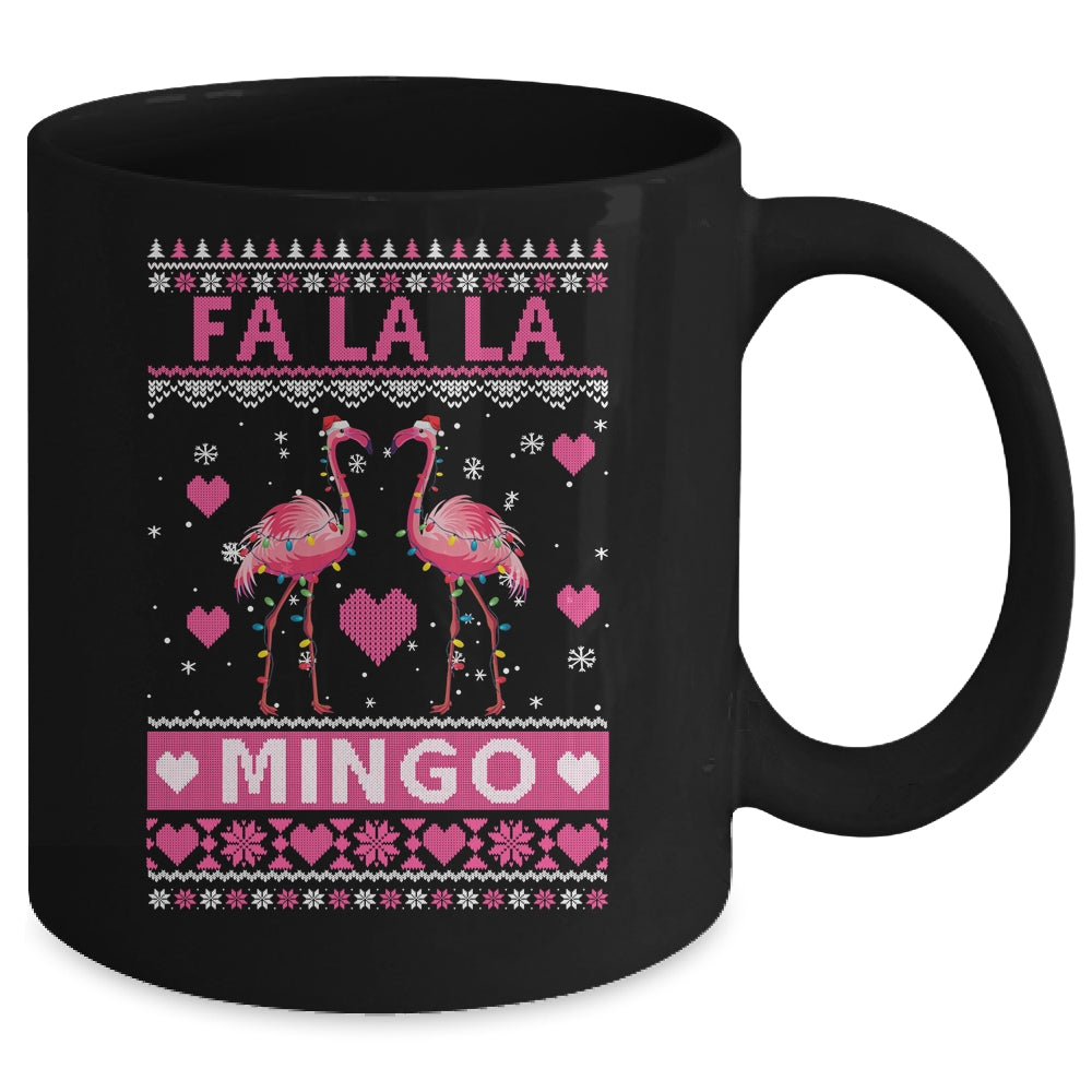 Fa La La La Mingo Flamingo Santa Pink Ugly Christmas Mug | teecentury