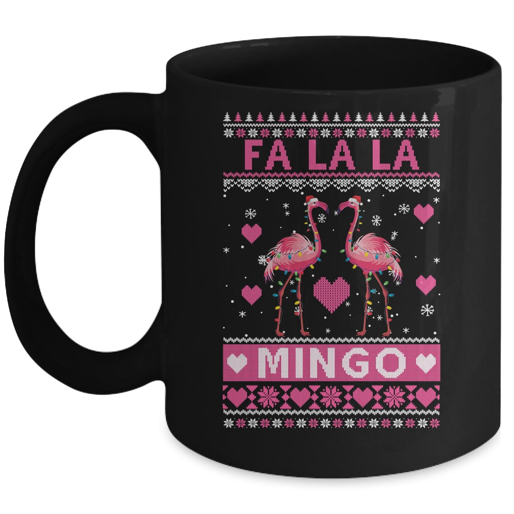 Fa La La La Mingo Flamingo Santa Pink Ugly Christmas Mug | teecentury