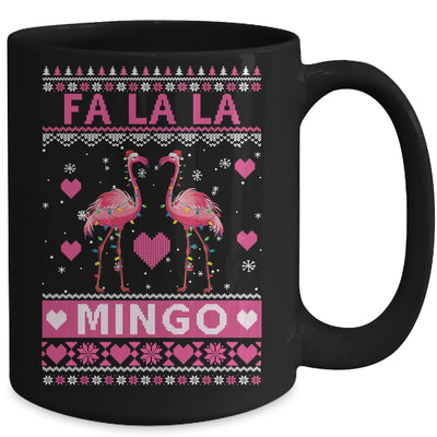 Fa La La La Mingo Flamingo Santa Pink Ugly Christmas Mug | teecentury