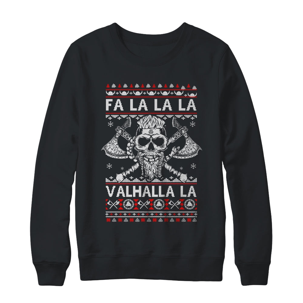 Fa La La Valhalla Viking Skull Christmas Ugly Sweater T-Shirt & Sweatshirt | Teecentury.com