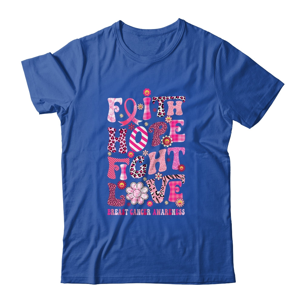 Faith Hope Fight Love Breast Cancer Awareness Pink Leopard Shirt & Hoodie | teecentury