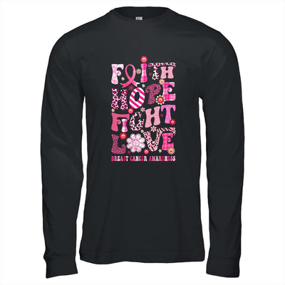 Faith Hope Fight Love Breast Cancer Awareness Pink Leopard Shirt & Hoodie | teecentury
