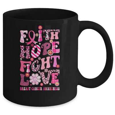 Faith Hope Fight Love Breast Cancer Awareness Pink Leopard Mug | teecentury