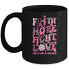 Faith Hope Fight Love Breast Cancer Awareness Pink Leopard Mug | teecentury