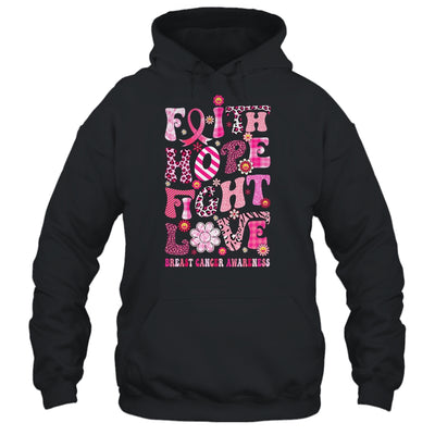 Faith Hope Fight Love Breast Cancer Awareness Pink Leopard Shirt & Hoodie | teecentury