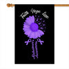 Faith Hope Love Alzheimer's Awareness Flag Daisy Flower Purple Ribbon Flag | Teecentury.com