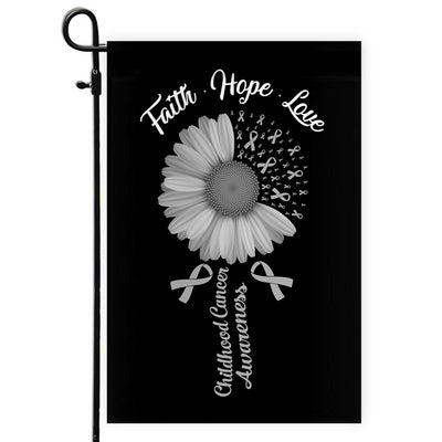 Faith Hope Love Brain Cancer Awareness Flag Daisy Flower Grey Ribbon Flag | Teecentury.com