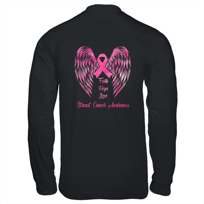 Faith Hope Love Breast Cancer Awareness Pink Wings Back T-Shirt & Hoodie | Teecentury.com