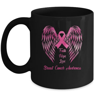 Faith Hope Love Breast Cancer Awareness Pink Wings Back Mug Coffee Mug | Teecentury.com