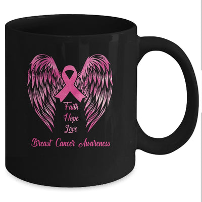 Faith Hope Love Breast Cancer Awareness Pink Wings Back Mug Coffee Mug | Teecentury.com