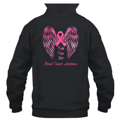 Faith Hope Love Breast Cancer Awareness Pink Wings Back T-Shirt & Hoodie | Teecentury.com