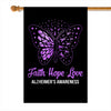 Faith Hope Love Butterfly Alzheimer's Awareness Flag Purple Ribbon Flag | Teecentury.com
