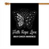Faith Hope Love Butterfly Brain Cancer Awareness Flag Grey Ribbon Flag | Teecentury.com