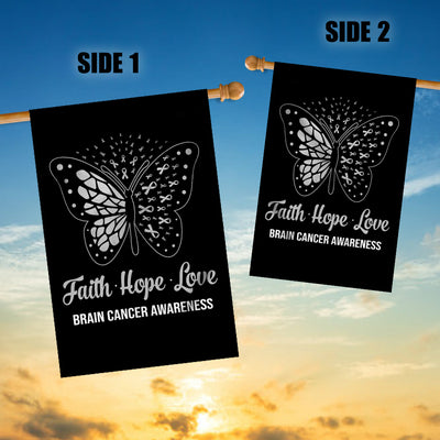 Faith Hope Love Butterfly Brain Cancer Awareness Flag Grey Ribbon Flag | Teecentury.com