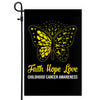 Faith Hope Love Butterfly Childhood Cancer Awareness Flag Gold Ribbon Flag | Teecentury.com