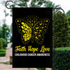 Faith Hope Love Butterfly Childhood Cancer Awareness Flag Gold Ribbon Flag | Teecentury.com