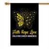 Faith Hope Love Butterfly Childhood Cancer Awareness Flag Gold Ribbon Flag | Teecentury.com