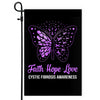 Faith Hope Love Butterfly Cystic Fibrosis Awareness Flag Purple Ribbon Flag | Teecentury.com