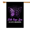 Faith Hope Love Butterfly Epilepsy Awareness Flag Purple Ribbon Flag | Teecentury.com