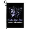 Faith Hope Love Butterfly Esophageal Cancer Awareness Flag Periwinkle Ribbon Flag | Teecentury.com
