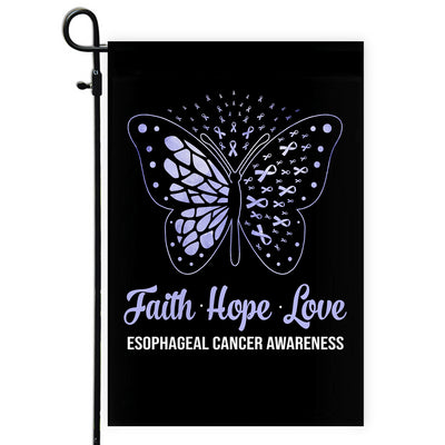 Faith Hope Love Butterfly Esophageal Cancer Awareness Flag Periwinkle Ribbon Flag | Teecentury.com