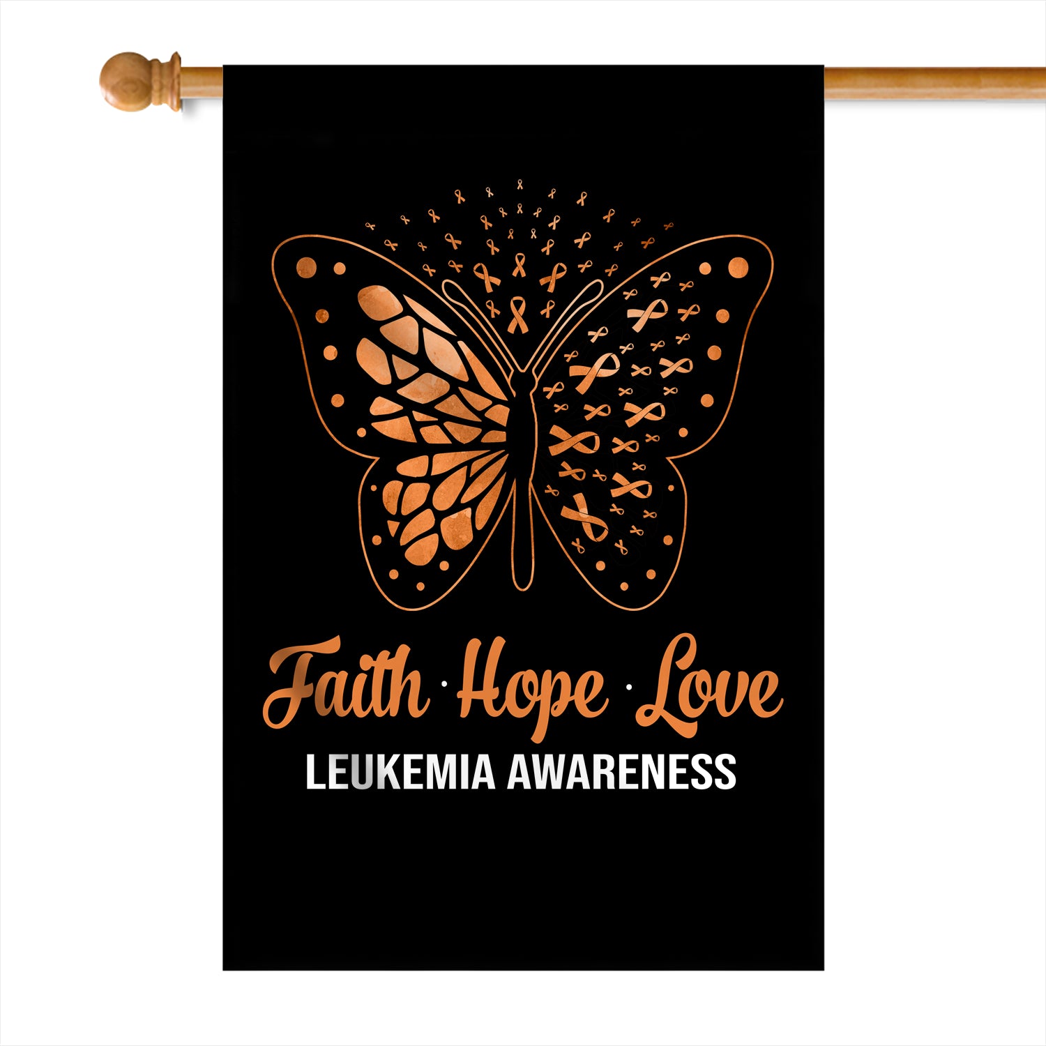 Faith Hope Love Butterfly Leukemia Cancer Awareness Flag Orange Ribbon Flag | Teecentury.com