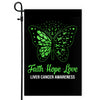 Faith Hope Love Butterfly Liver Cancer Awareness Flag Green Ribbon Flag | Teecentury.com
