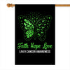 Faith Hope Love Butterfly Liver Cancer Awareness Flag Green Ribbon Flag | Teecentury.com