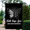 Faith Hope Love Butterfly Lung Cancer Awareness Flag White Ribbon Flag | Teecentury.com