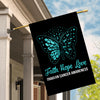 Faith Hope Love Butterfly Ovarian Cancer Awareness Flag Teal Ribbon Flag | Teecentury.com