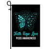 Faith Hope Love Butterfly PCOS Awareness Flag Teal Ribbon Flag | Teecentury.com