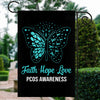 Faith Hope Love Butterfly PCOS Awareness Flag Teal Ribbon Flag | Teecentury.com