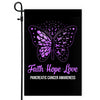 Faith Hope Love Butterfly Pancreatic Cancer Awareness Flag Purple Ribbon Flag | Teecentury.com