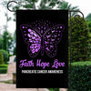 Faith Hope Love Butterfly Pancreatic Cancer Awareness Flag Purple Ribbon Flag | Teecentury.com