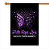 Faith Hope Love Butterfly Pancreatic Cancer Awareness Flag Purple Ribbon Flag | Teecentury.com