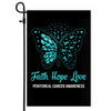 Faith Hope Love Butterfly Peritoneal Cancer Awareness Flag Teal Ribbon Flag | Teecentury.com