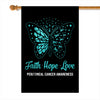 Faith Hope Love Butterfly Peritoneal Cancer Awareness Flag Teal Ribbon Flag | Teecentury.com