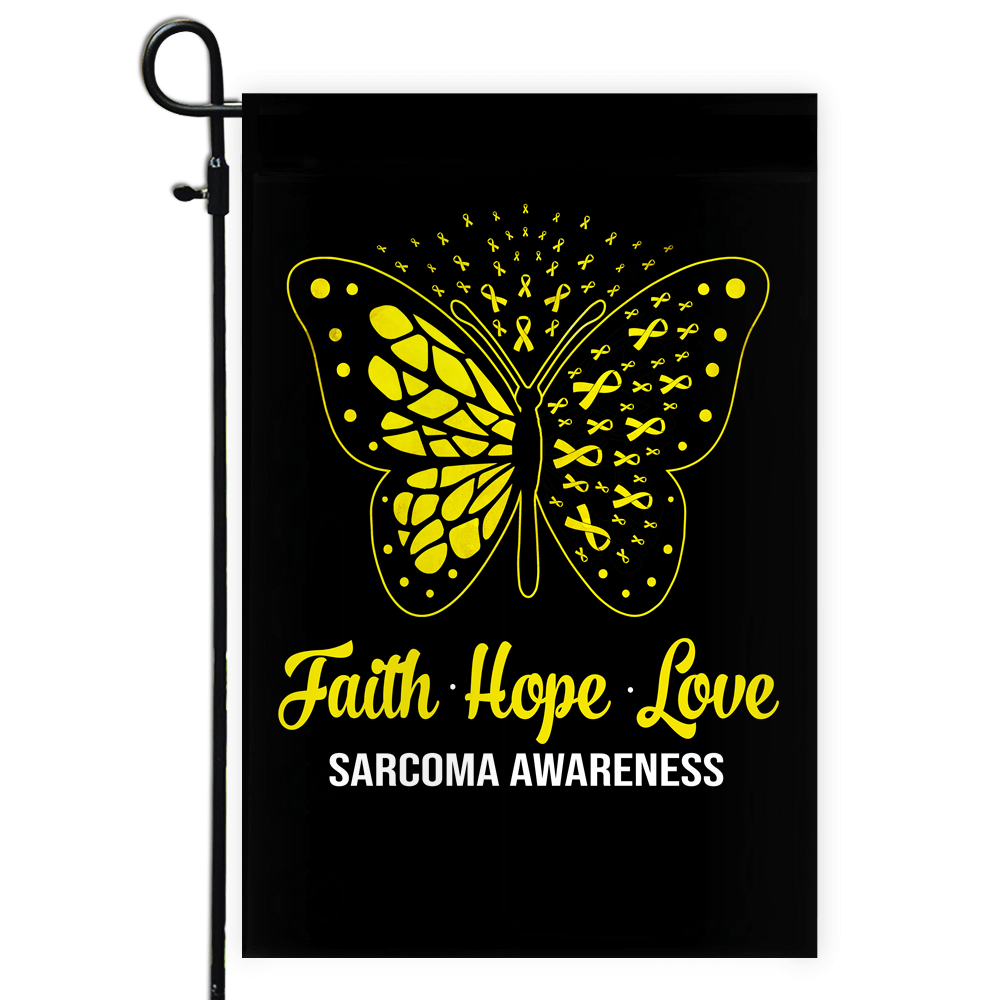 Faith Hope Love Butterfly Sarcoma Awareness Flag Yellow Ribbon Flag | Teecentury.com