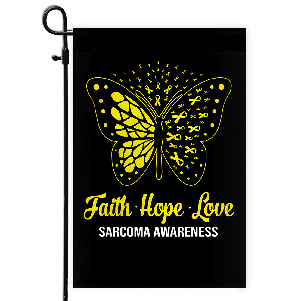 Faith Hope Love Butterfly Sarcoma Awareness Flag Yellow Ribbon Flag | Teecentury.com