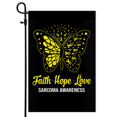 Faith Hope Love Butterfly Sarcoma Awareness Flag Yellow Ribbon Flag | Teecentury.com