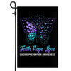 Faith Hope Love Butterfly Suicide Prevention Awareness Flag Teal and Purple Ribbon Flag | Teecentury.com