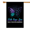 Faith Hope Love Butterfly Suicide Prevention Awareness Flag Teal and Purple Ribbon Flag | Teecentury.com