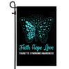 Faith Hope Love Butterfly Tourette Syndrome Awareness Flag Teal Ribbon Flag | Teecentury.com