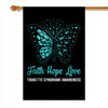 Faith Hope Love Butterfly Tourette Syndrome Awareness Flag Teal Ribbon Flag | Teecentury.com