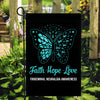 Faith Hope Love Butterfly Trigeminal Neuralgia Awareness Flag Teal Ribbon Flag | Teecentury.com