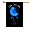 Faith Hope Love Colon Cancer Awareness Flag Daisy Flower Blue Ribbon Flag | Teecentury.com