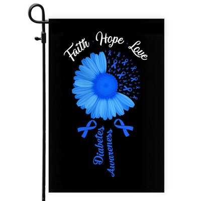 Faith Hope Love Diabetes Awareness Flag Daisy Flower Blue Ribbon Flag | Teecentury.com